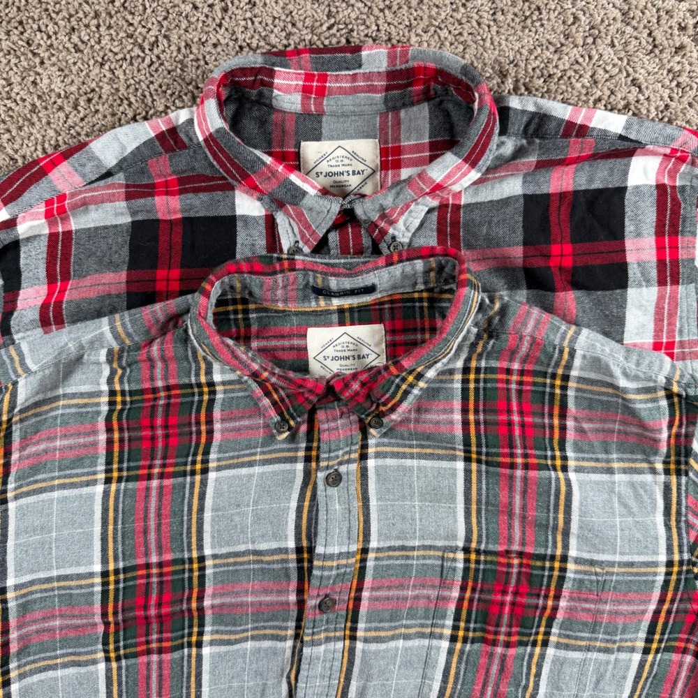 St Johns Bay bundle Mens XXL Flannel Shirts Classic Fit Cotton Workwear gorpcore